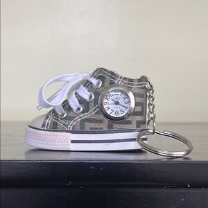 🎈SNEAKER KEY CHAIN WITH WATCH IN LEATHER AND CLOTH STAINLESS STEEL KEY RING